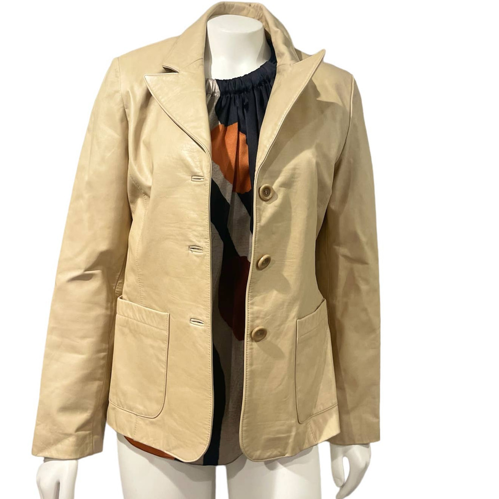 Elements by Vakko‎ tan leather jacket S